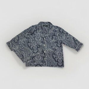 Ralph Lauren Paisley Pajama Set 2 Piece Top Capri Pants Blue White Women’s L